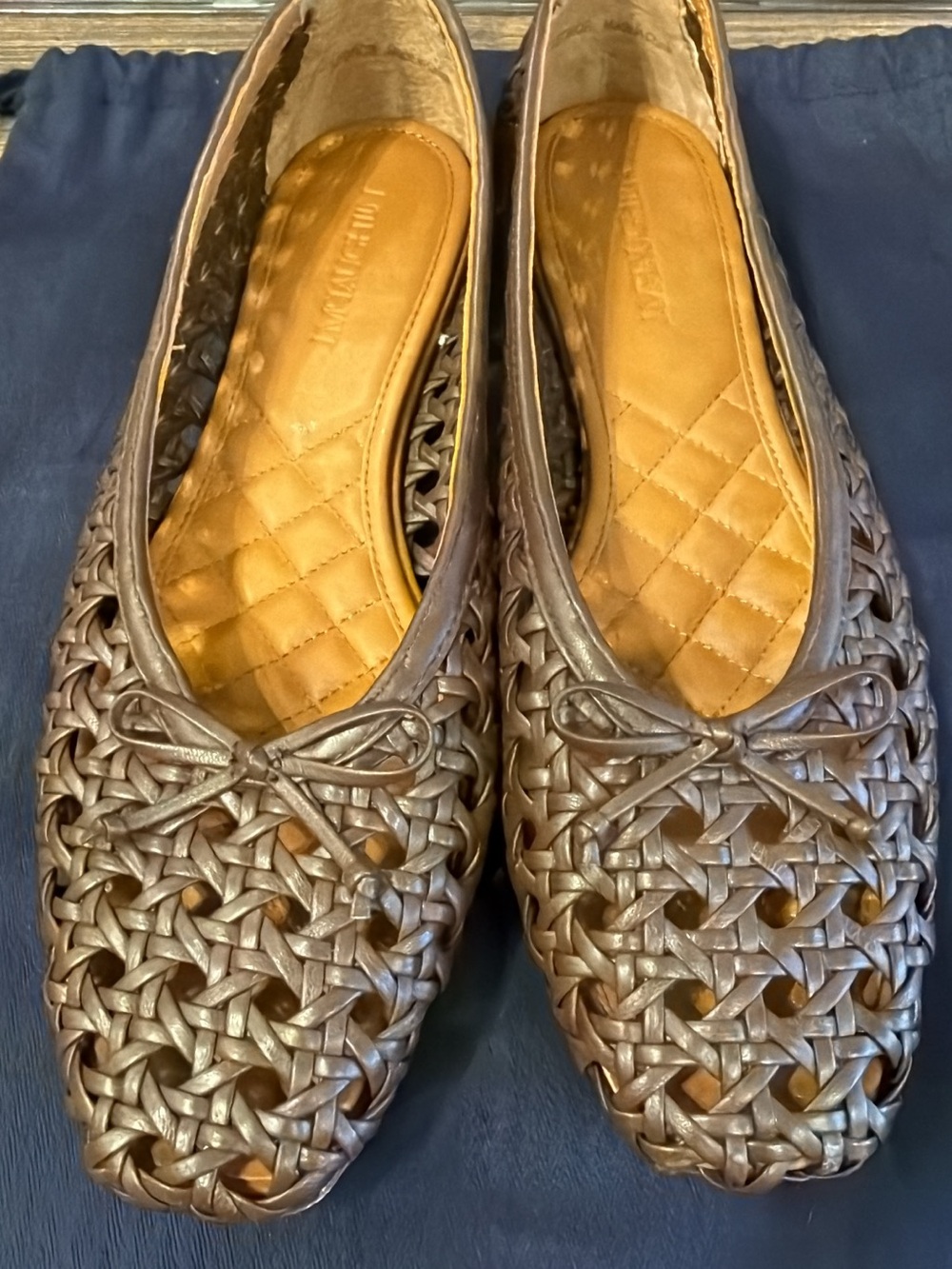 Woven Metallic Brown Women's Ballet Flats